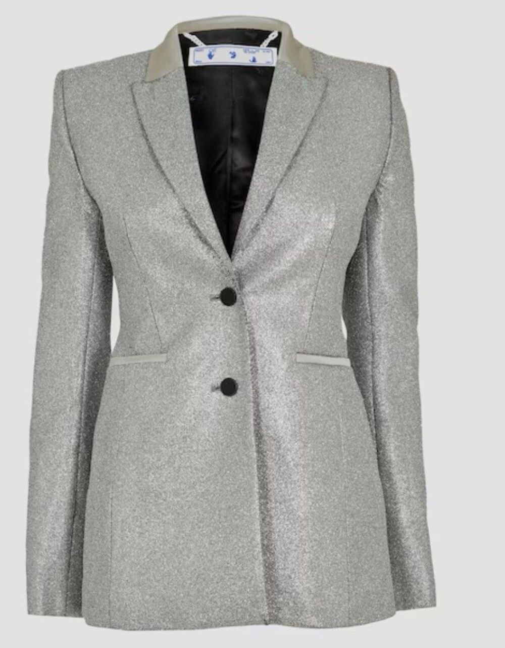 Off-White Virgil Abloh Women’s Glitter Silver Suit Jacket NWT Retail: $3999 44